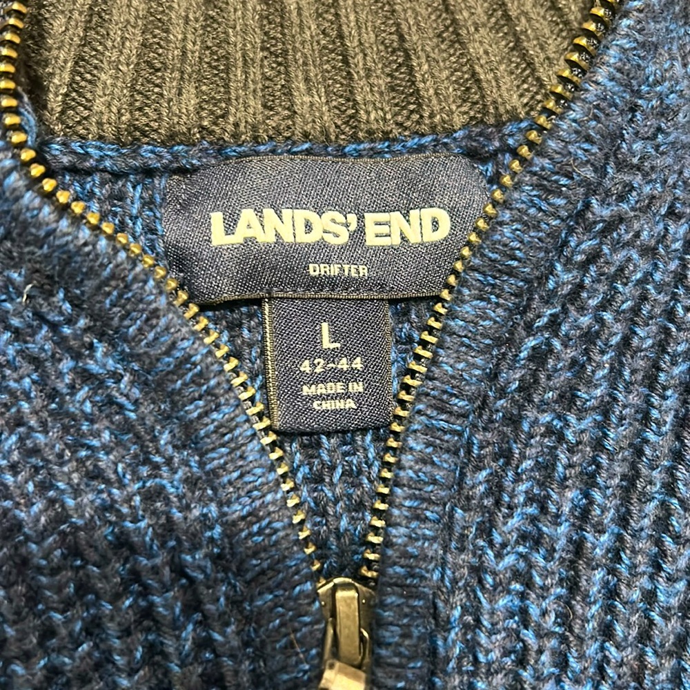 Lands End Drifter Blue Sweater- Large